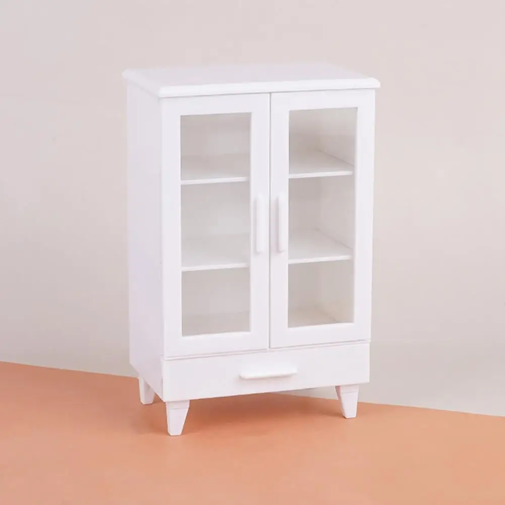 Mini Bookshelf Dollhouse Furniture 2pcs Miniature Dollhouse Bookcase Set 1 12 1 6 Scale Wooden Display Cabinets Tiny Floor