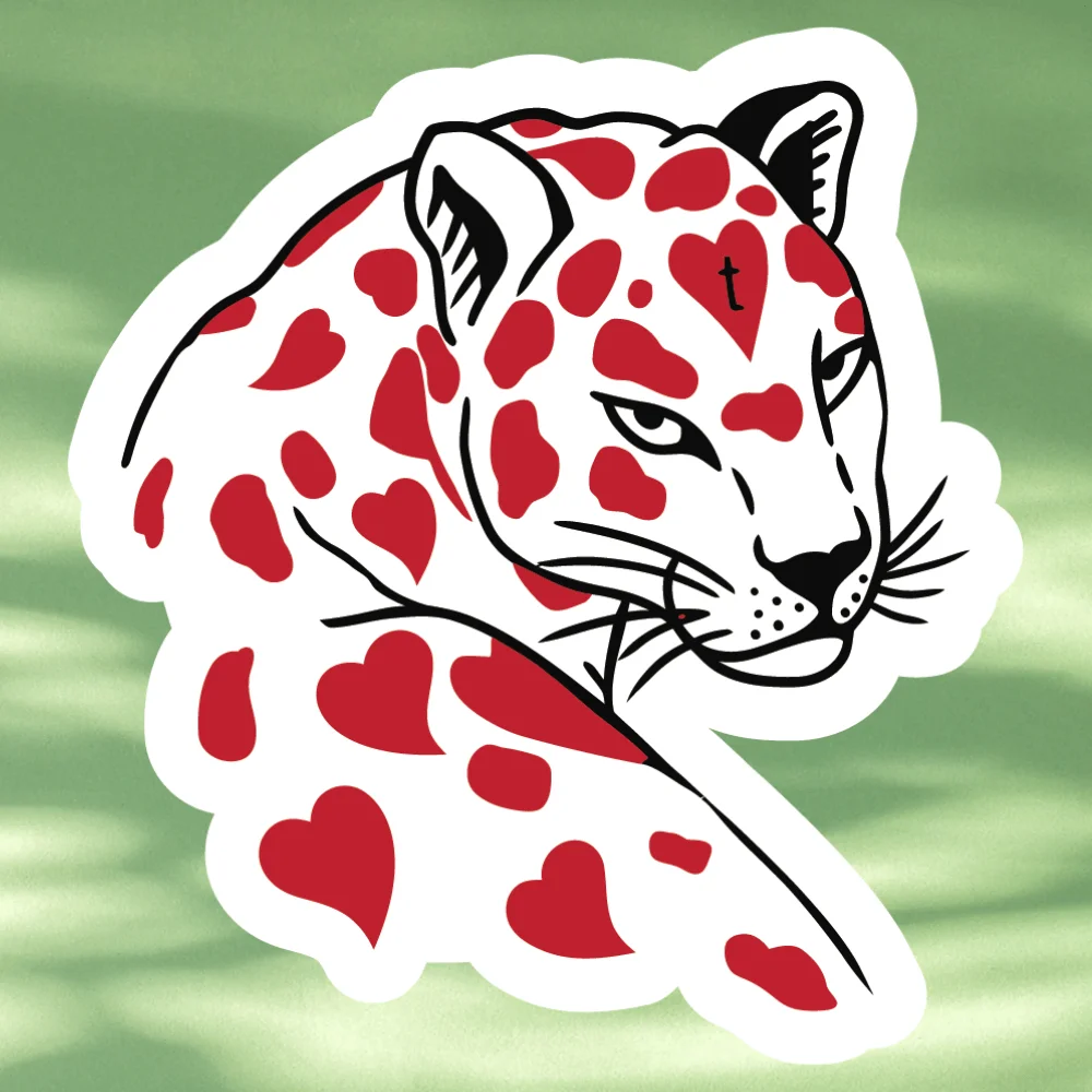 1pc Love Spot Snow Leopard, Sweet Cool Contradictory Aesthetics Durable Smooth Surface, Self Adhesive Bumper Stickers