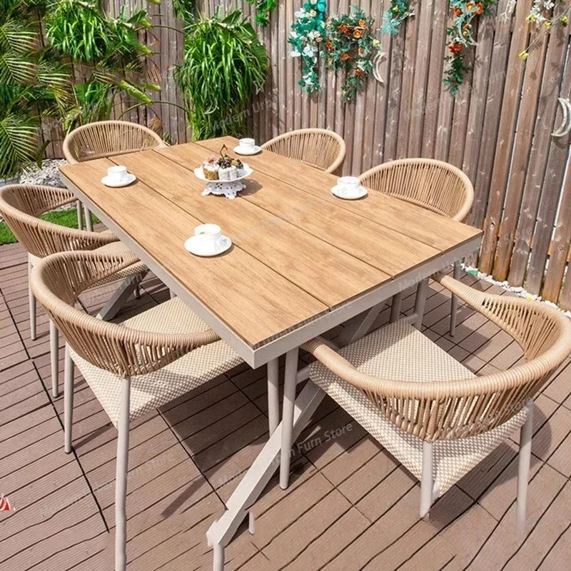 Courtyard Balcony Outdoor Tables Rattan Chair Modern Luxury Nordic Outdoor Tables Minimalist Backyard Arredo Giardino Furniture