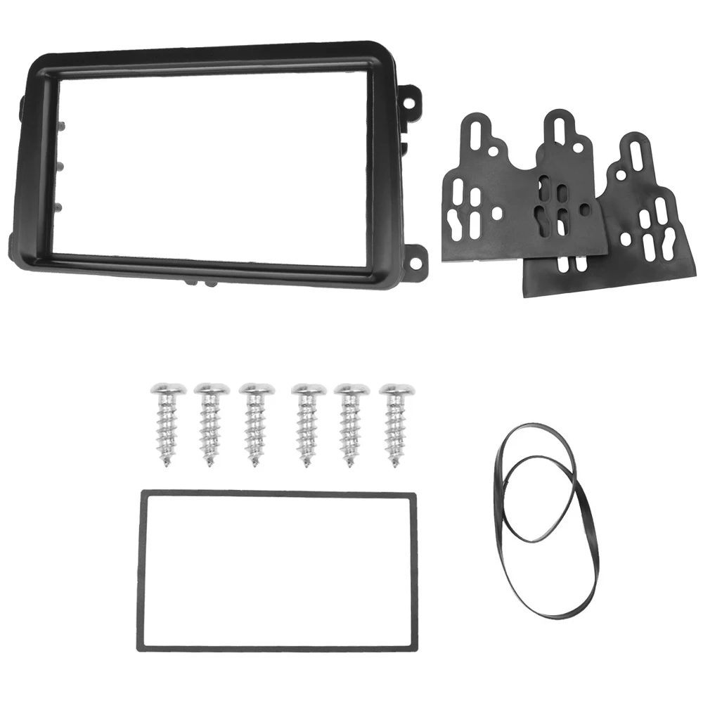 Double Din Car Radio DVD Fascia for 2009 Volkswagen Touran Passat Golf Tiguan T5 Dash Mount Panel Trim Kit Black