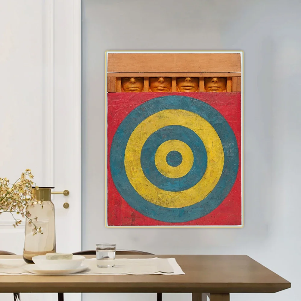 Citon Jasper Johns《Target With Four Faces》Canvas Art Oil Painting Artwork Poster Picture Wall Hanging Decorations Home Decor