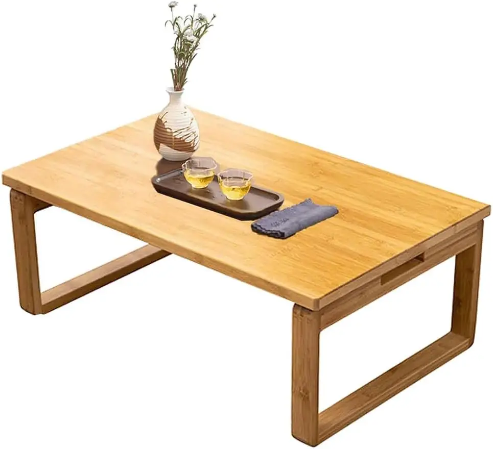 Japanese Style Folding Coffee Table, Portable Tea Table Low Table For Sitting On The Floor, Foldable Bamboo Table Kotatsu Table