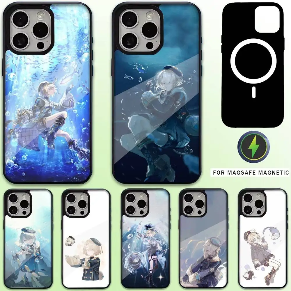 

Genshin Impact Furina Phone Case For iPhone17,16,15,14,13,12,11 Plus,Pro Max Magnetic For Magsafe Wireless Charging