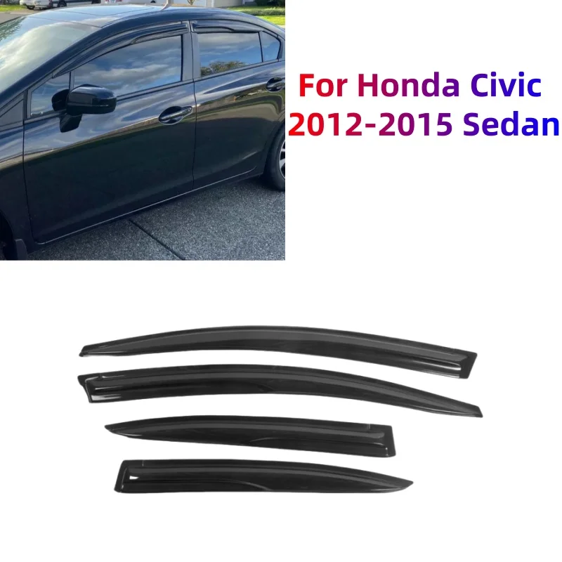For Honda Civic 2012 2013 2014 2015 Sedan Window Visors Rain Sun Guard Vent Wind Deflector Weathershield Car Styling Accessories