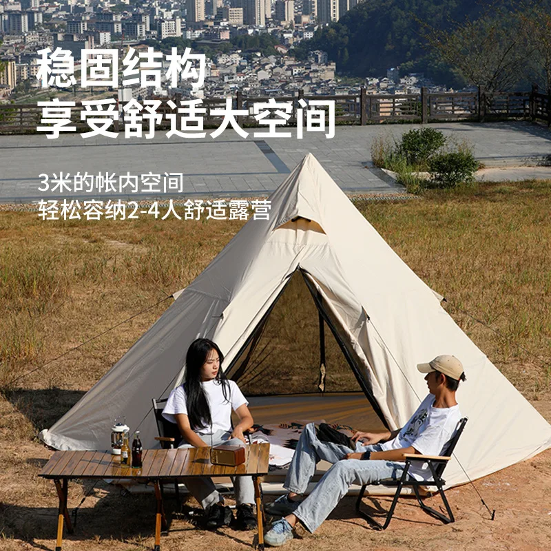 Tent Outdoor Camping Thickened Camping Double Rainproof and Sun Protection Indian Pyramid Wild Canopy Park Anti-Mosquito