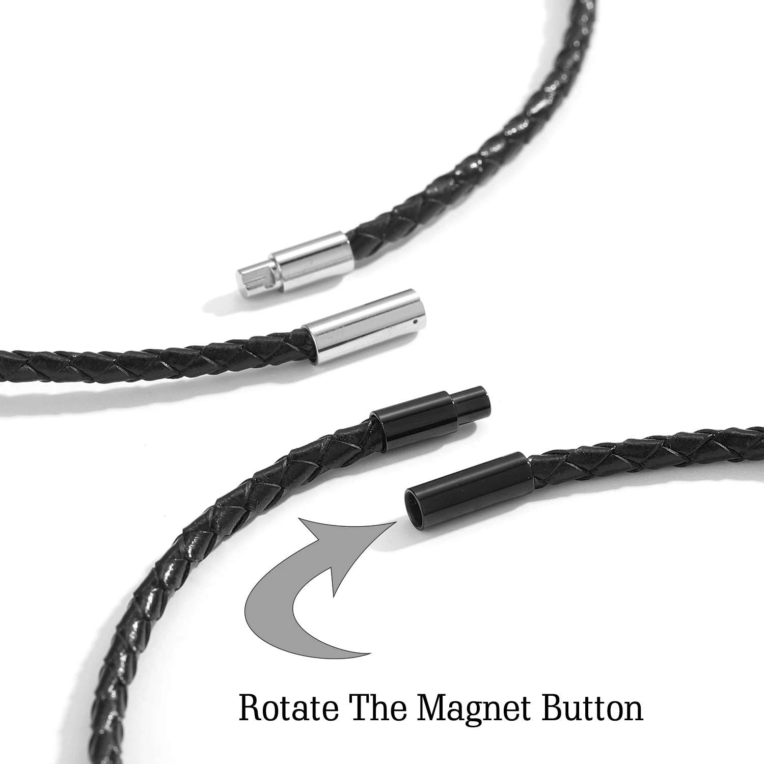 Custom Men's Leather Bracelet with Name Charms