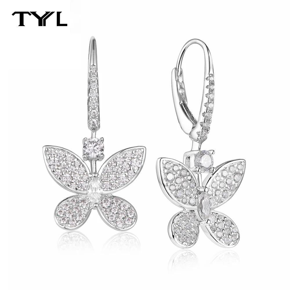 

TYYL Butterfly Series Zirconia Earrings 30mm Luxury Brand Women's Elegant Temperament Suitable for Formal Occasions Earring Set