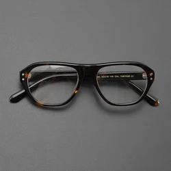 Niche square casual glasses frame for men and women retro fashion full frame handmade small round face prescription myopia glass
