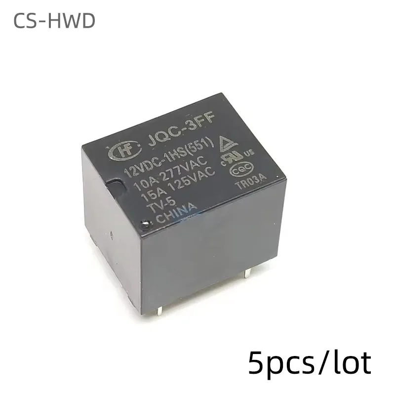 5pcs Industrial electronic circuit board DIY Jqc / hf-3ff-5 005 009 12 012 24 024 VDC - 1zs 1hs relay for household appliances