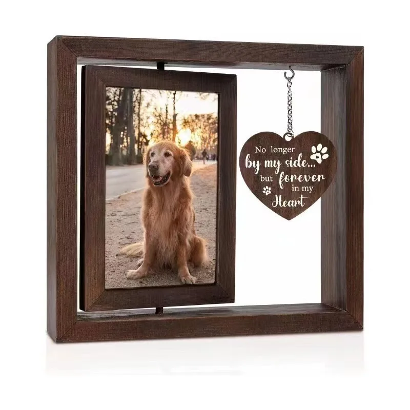 

Wooden Dog Memorial Photo Frame Desktop Rotating Dogs Photos Frames Funerary Dog Cat Souvenir Pet Memories Gravestone Cemetery