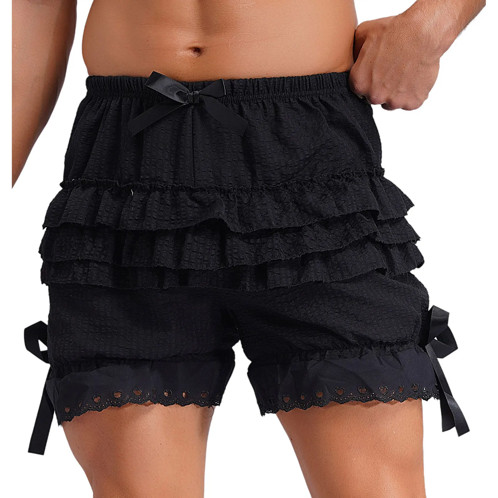 Men Bloomers Pumpkin Shorts Skirt Lace Ruffle Pants Culottes Maid Lolita Dress Safety Shorts for Drag Queen Transvestite Pants
