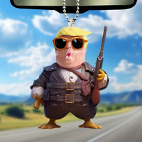 Car Rearview Pendant Not Easy To Break Car Rearview Mirror Hanging Decoration Acrylic Trump Rearview Pendant Spoof Ornament Rope