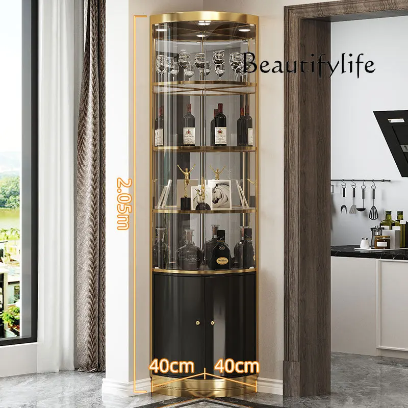 

Designer style Light luxury glass wine cabinet, dining side storage fashion living room corner fan-shaped wall decoration