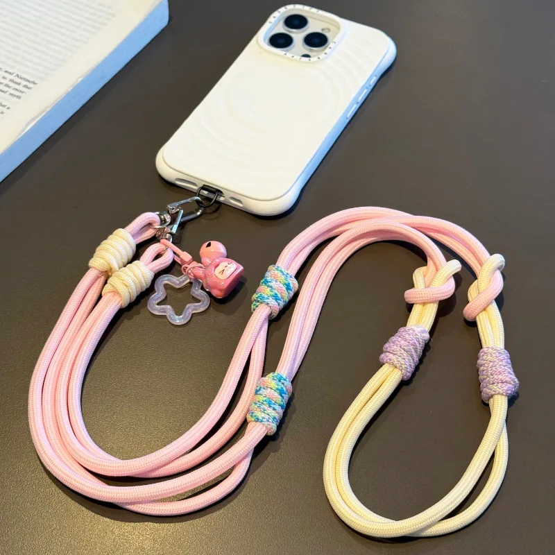 CxrKiti الهاتف المحمول الحبل Crossbody يمكن حمل الكورية متعددة الوظائف كاميرا محبوك في الهواء الطلق المضادة للإمالة حبل سلسلة هواتف المحمول