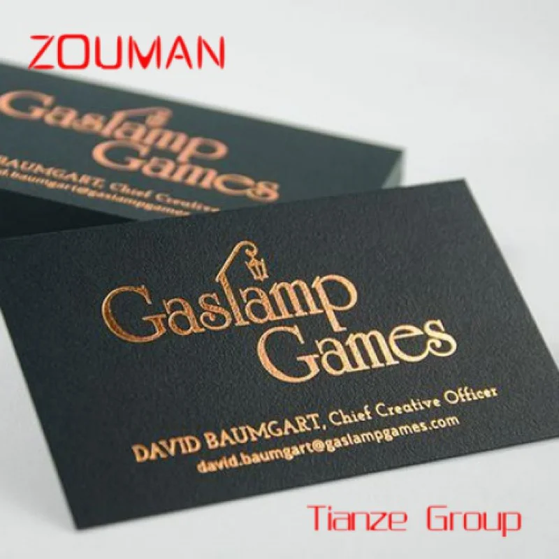 Custom , Wholesale High Quality Black Gold Foil Embossed Stamping Business Card