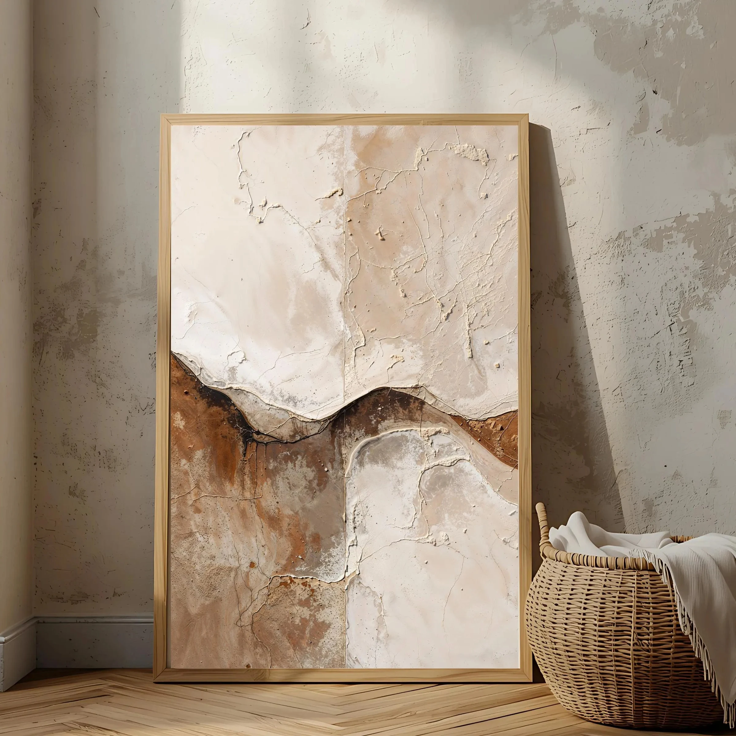 Minimalist wabi-sabi style poster,abstract Japanese texture,neutral beige wall art canvas painting, home living room decoration