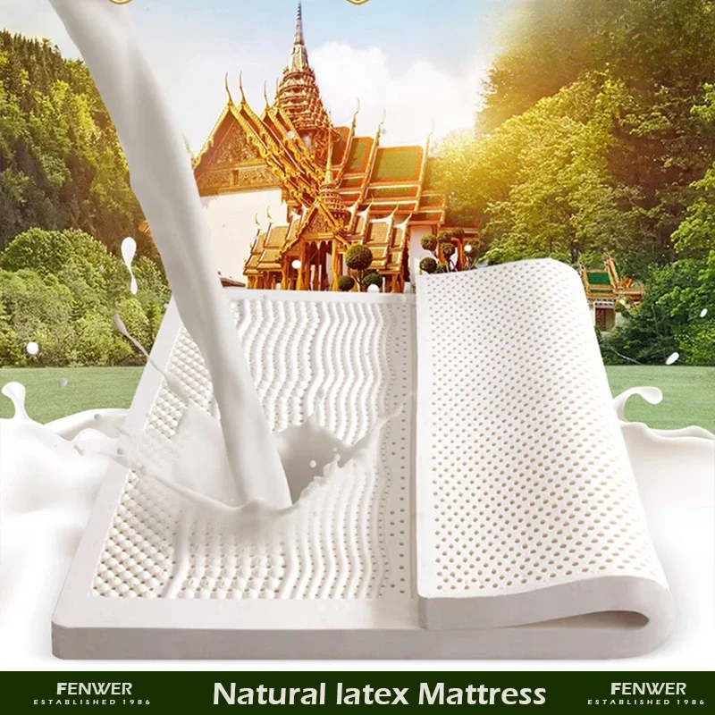 FENWER 100% Natural Latex Mattress Natural Rubber Pure Mattress 2.5/5/7.5/10cm thickened Home Bedroom Cushion Mat
