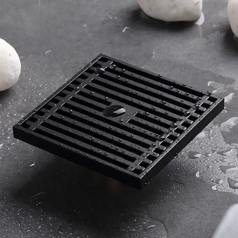 Black deodorant floor drain with copper valve core bathroom shower room washing machine large displacement floor drain