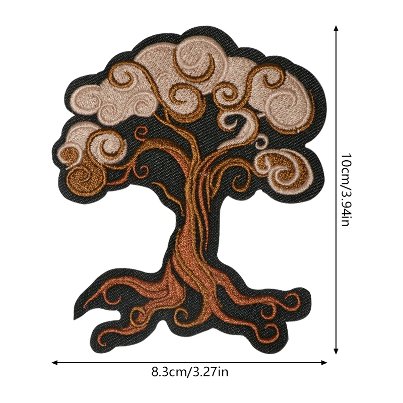 1PC Ancient Tree Embroidered Patch Iron On Sew On Patches For Clothing Cap Bag Jacket DIY Gift Vintage Badge With Hot Adhesive