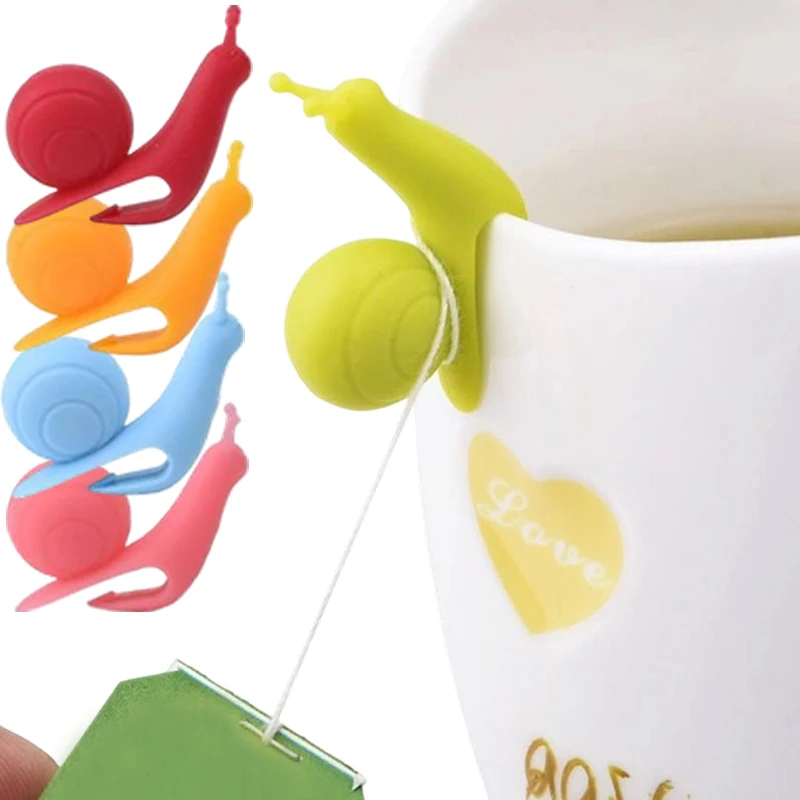 

Adorable Snail Design Tea Bag Holder Safe BPA Free Silicone Colorful Set Easy Use Clip on Cup for Adults Kids Tea Time Fun Gifts