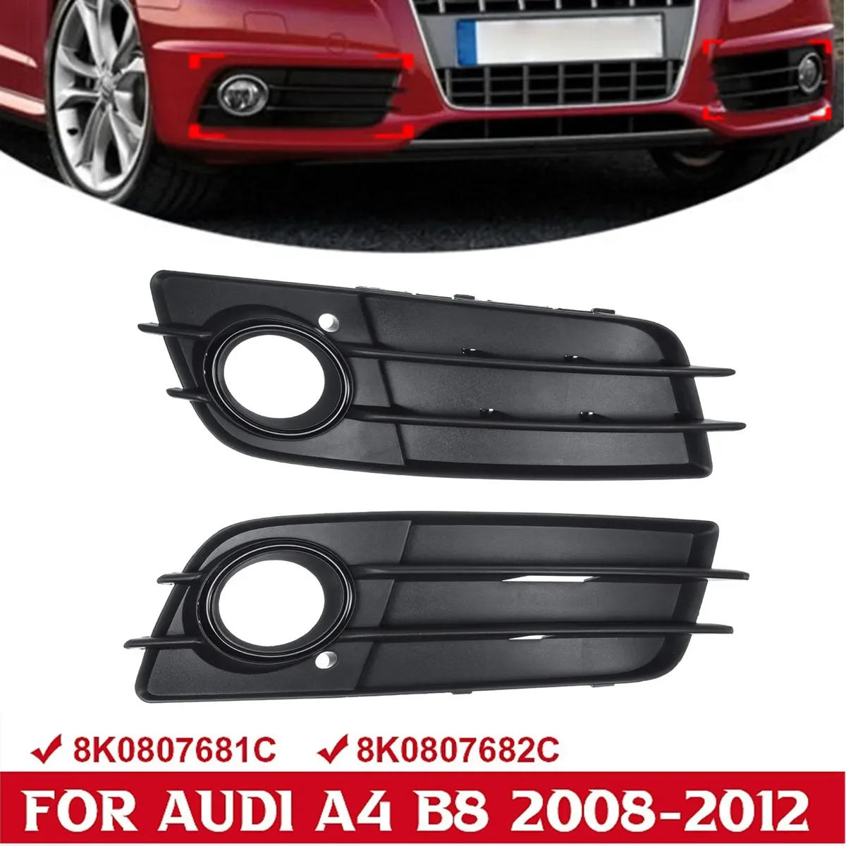 LEFT/ RIGHT Black FOG LIGHT GRILL For Audi A4 B8 S-LINE 2008-2012 Front Bumper Lamp Trim Cover Grill 8K0807681C 8K0807682C