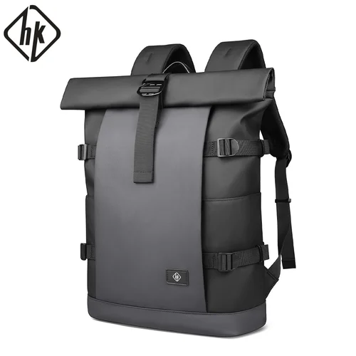 Imagen 1 del producto Mochila enrollable impermeable HK para hombre, bolsa para ordenador portátil de 17 pulgadas expandible de gran capacidad, mochila de viaje de ocio, bolsas para senderismo y acampada