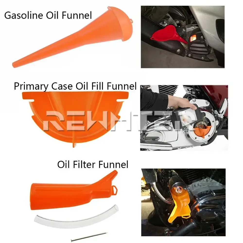 Motorrad Primäre Fall Öl Füll Trichter Öl Filter Abdeckung Trichter Set Für Harley Touring Dyna Sportster XL883 Softail Fat Boy FLHT