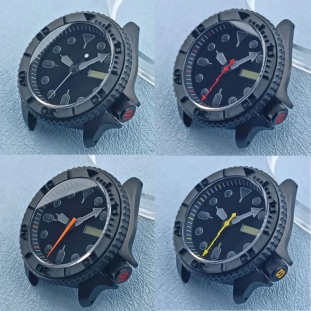 41mm SKX 007 transparent bottom black watch case 316L stainless steel sapphire glass is applicable to NH34 NH35 NH36 movement