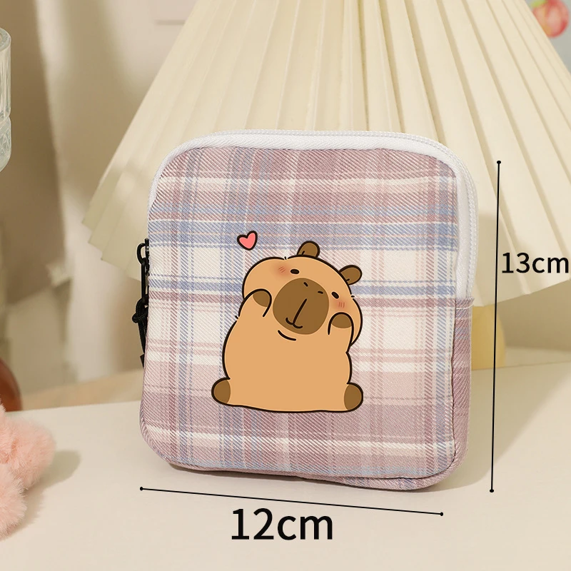 Capybara Borsa portaoggetti per assorbenti igienici da donna Borsa portaoggetti portatile impermeabile Borsa per assorbenti igienici modello cartone animato regalo