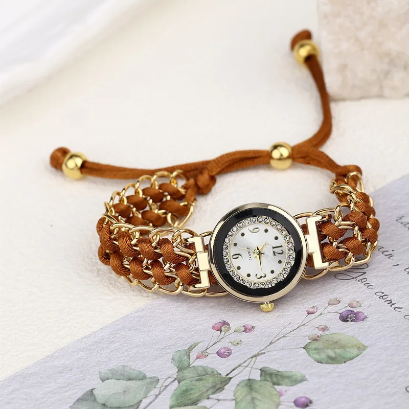 Women Knitting Rope Chain Winding Analog Quartz Movement Wrist Watch Fashionable Simple Style Quartz Wristwatch