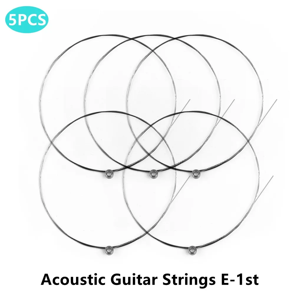 5pcs Single Guitar Strings Acoustic Guitars Top 1st Plain Steel Gauges Guitar Acoustic Guitar Single String Guitar Accessories