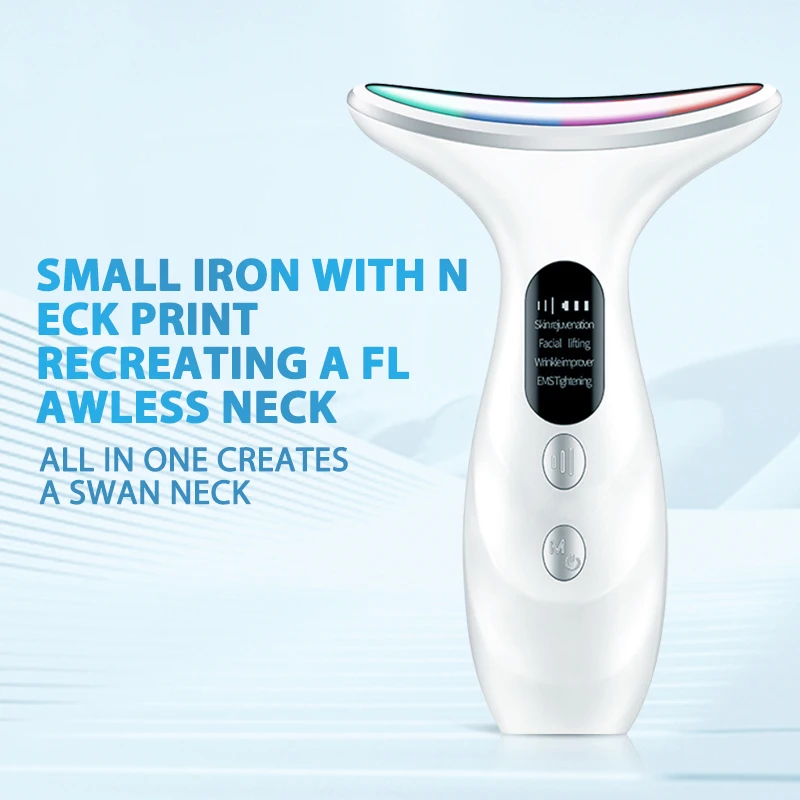 Coffret cadeau 4 couleurs appareil de beauté du cou EMS Machine de Lifting du visage dissolvant de Double menton LED Anti-rides raffermissement de la peau masseur Facial