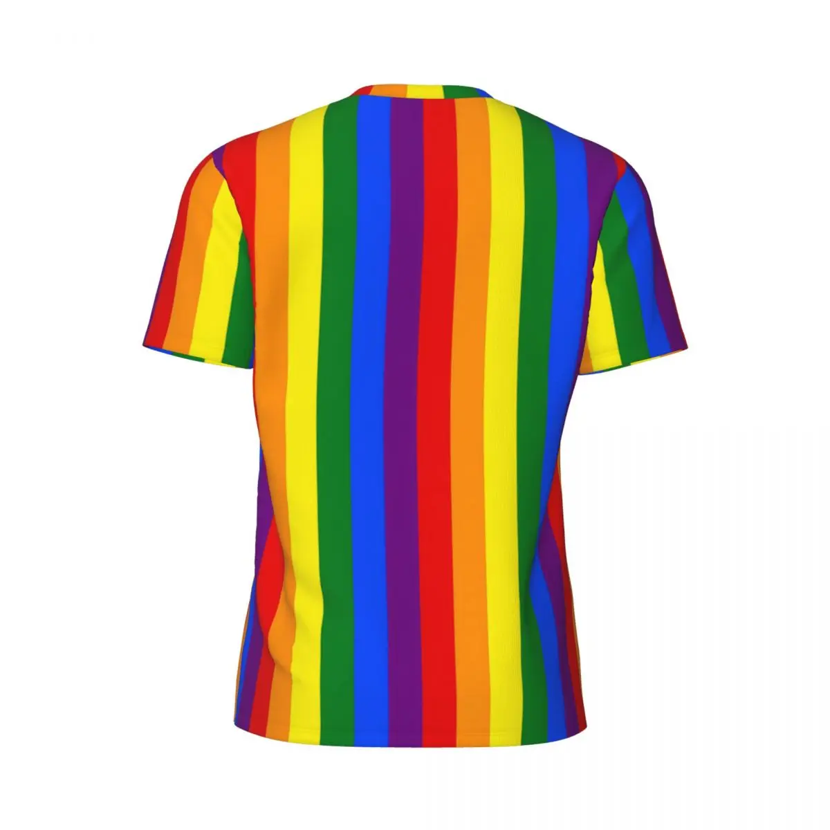 Sports T Shirt For Men Rainbow Print T-Shirts Trending Colorful Stripes Beach Tees O Neck Y2K Retro Graphic Clothes Plus Size