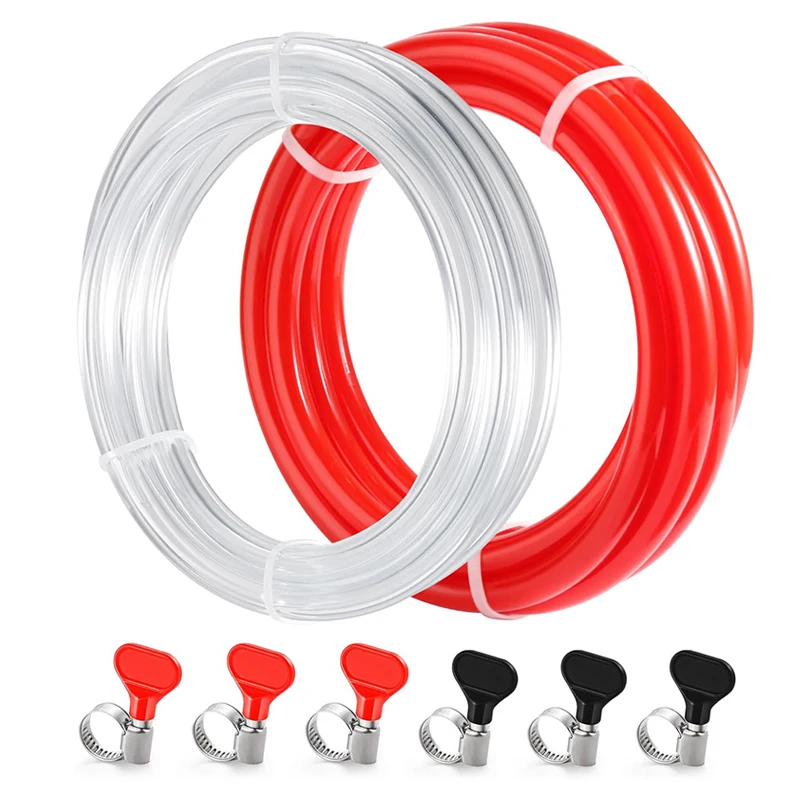 Tubo de linha de cerveja de 3/16 "e ID 5/16" linha de gás CO2, kit de linhas duplas Kegerator de substituição mangueira de distribuição de PVC de qualidade alimentar com braçadeiras