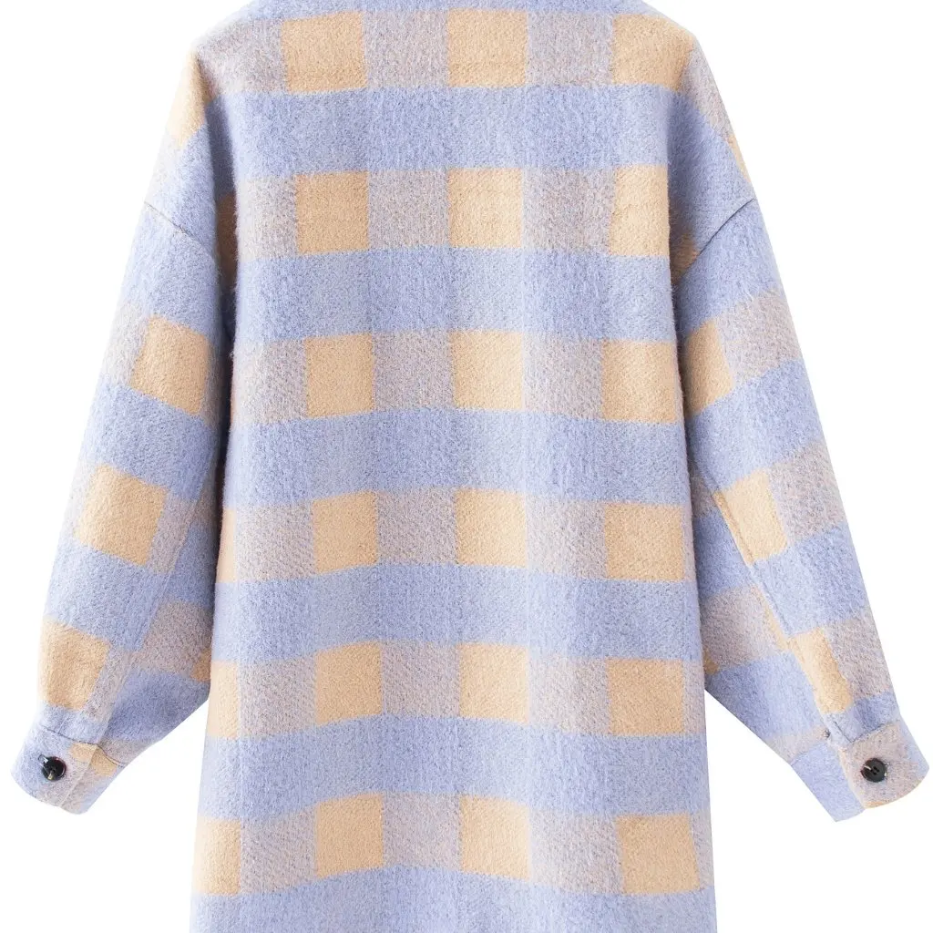 

European And American Women's Purple Plaid Loose Jacket Fashion Wholesale Style 9133