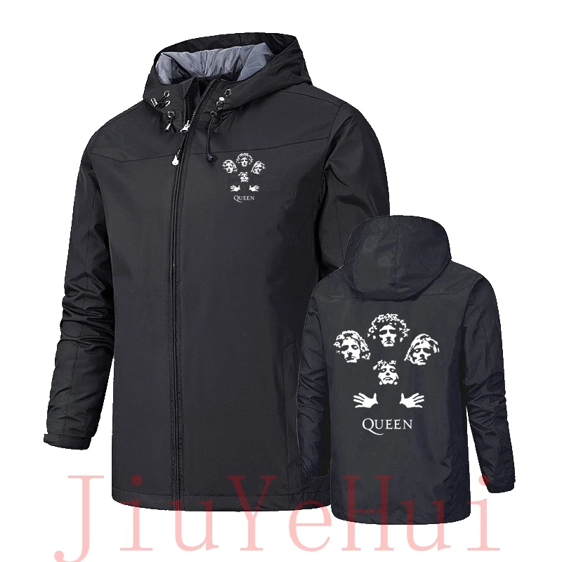 Queenes Rock Band Zipper Windproof Men's Jacket Zip Waterproof Coat For Kiss Women Queenly Fashion Jacket Men Clothing Outerwear