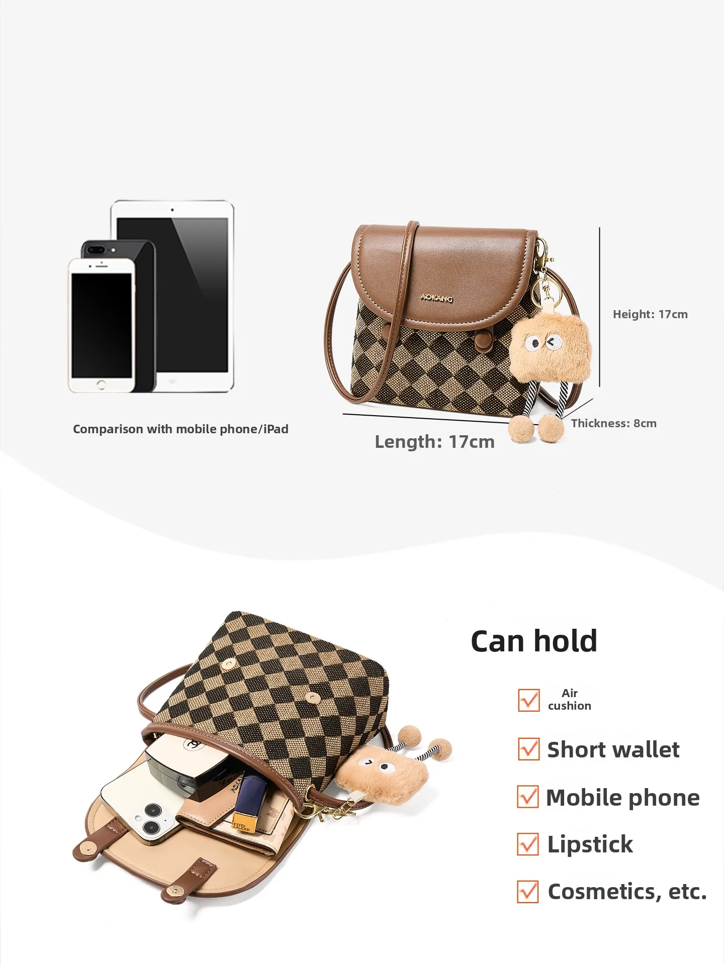 

Aokang Women's oulder Bag Large Capaci Commuter Mobile Phone Bag Korean Sle Single Strap Crossbody Bag Soft Fabric