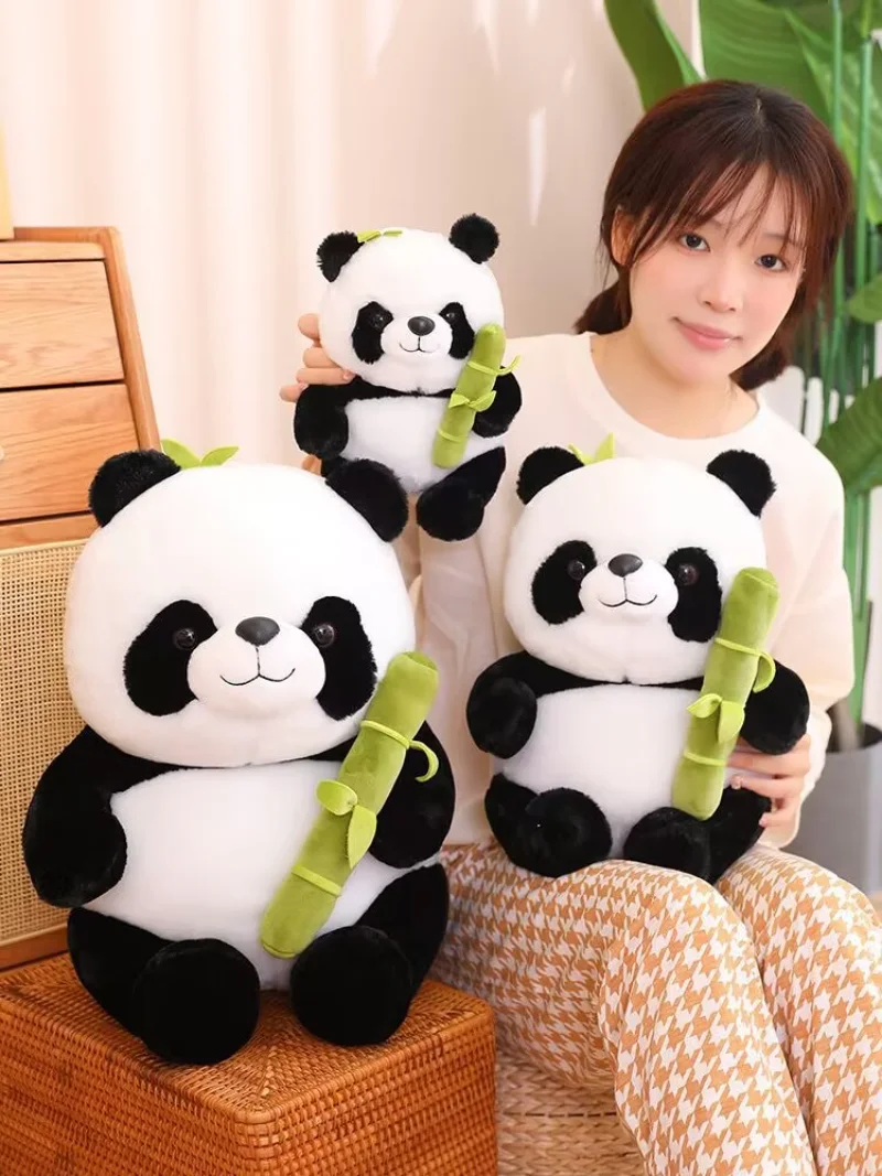 Bambu tubo panda brinquedo de pelúcia recheado urso boneca, design reversível, presente de aniversário infantil, bonito, novo, 2 em 1, 2023