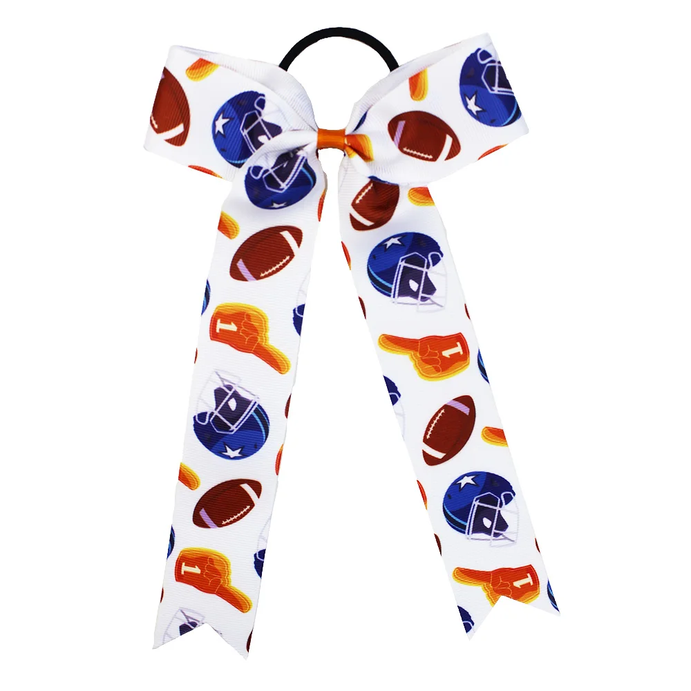 

12pcs/Lot 10 Inches Newest Children's Butterfly Knot Hair Accessories Ribbon Bow Football Softball Pattern Hair Tie Headband