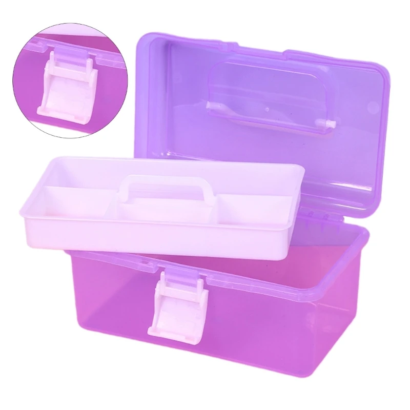 Plastic Storage Box with Tray Art Practical Stationerys Container Drosphip