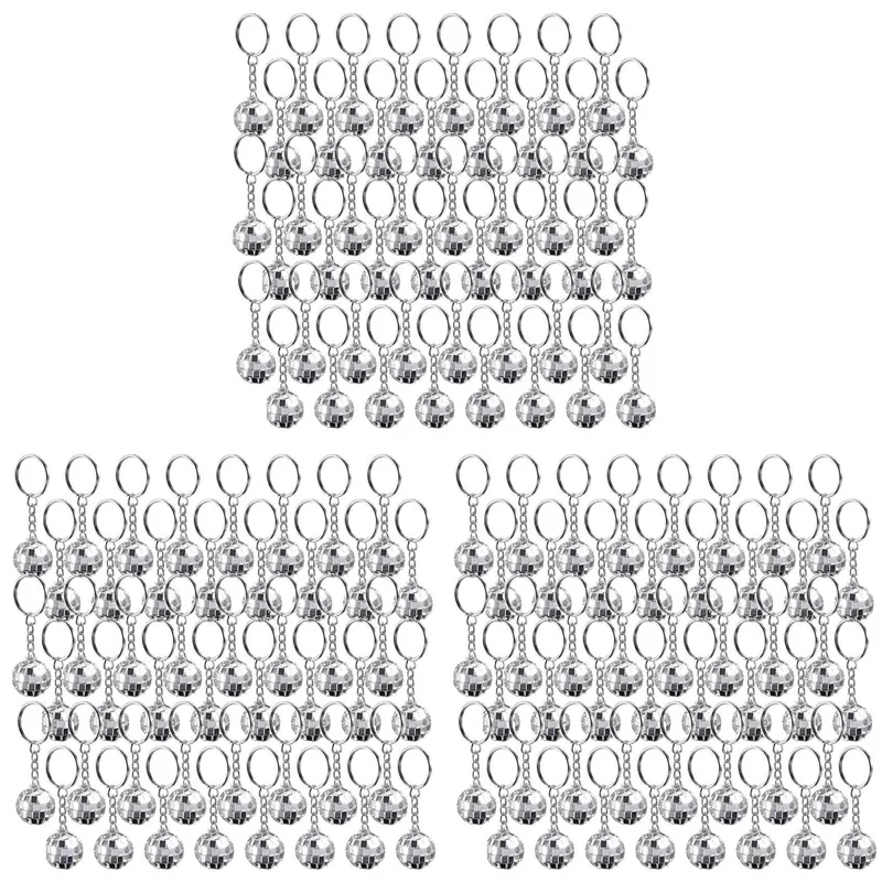 

AB42-144Pcs Set Disco Ball Keychain Mirror Keyring Reflective Ball Key Chain Pendant