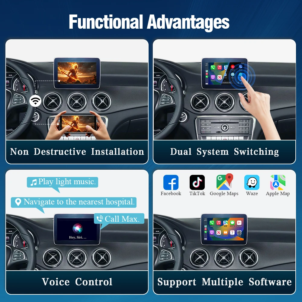 AUTOTOP Wireless Carplay для Mercedes Benz A B C E CLA GLA GLK ML NTG4.5 NTG5.0 Модуль Android Auto GPS Navi Зеркало Задняя камера
