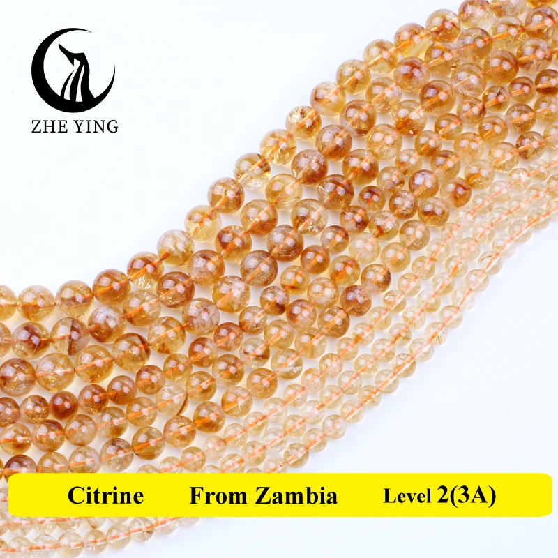 100% Natural Round Stone Citrines Beads For Jewelry Making 6 8 10mm Spacer Loose Beads Round Gemstone DIY Bracelet Necklace 15\'\'