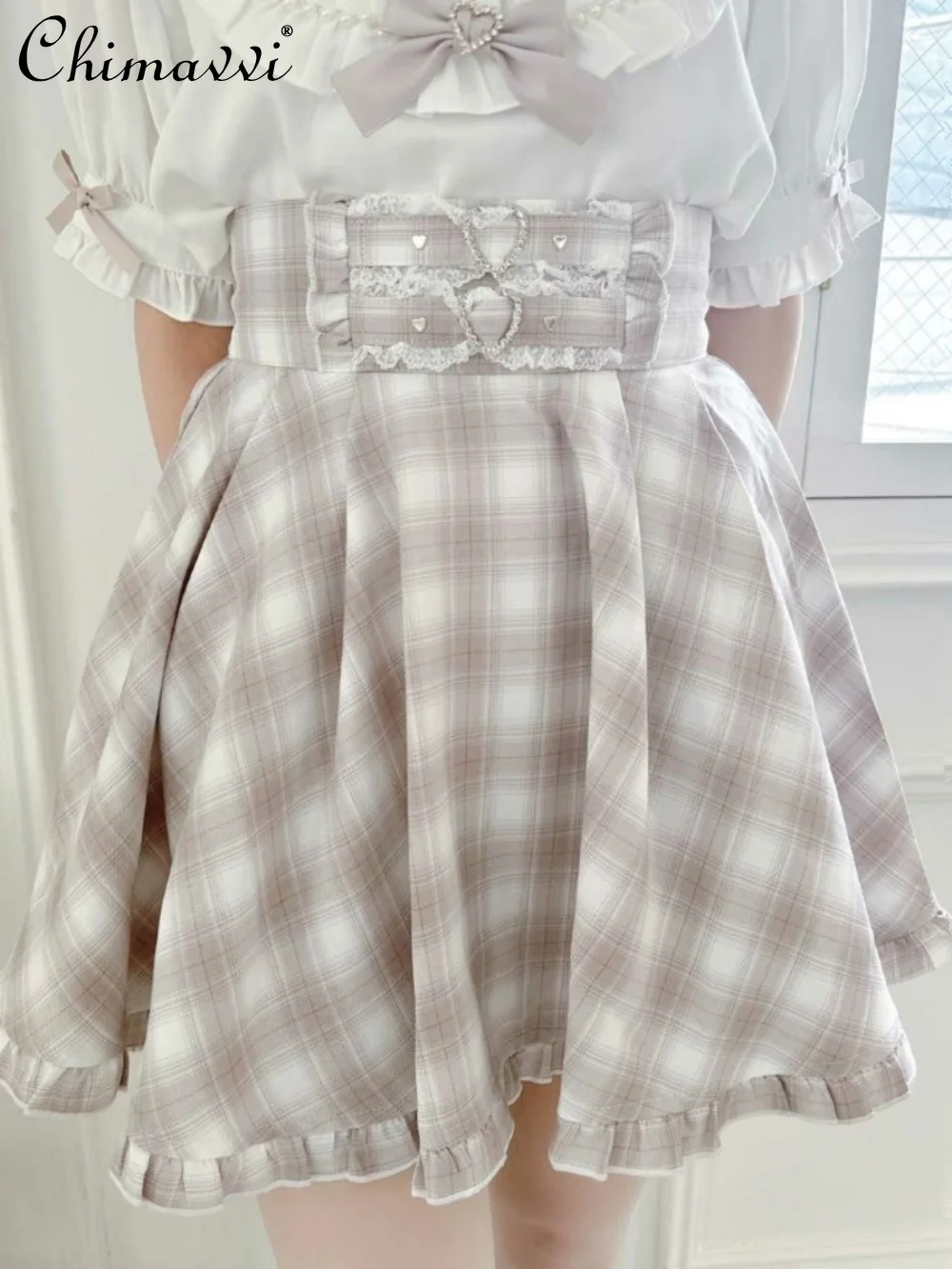 Sweet Cute Pleated Skirt Japanese Mine Mass-Produced Lolita Layered Ruffled High Waist Girly Women's Above Knee Y2k Skirts