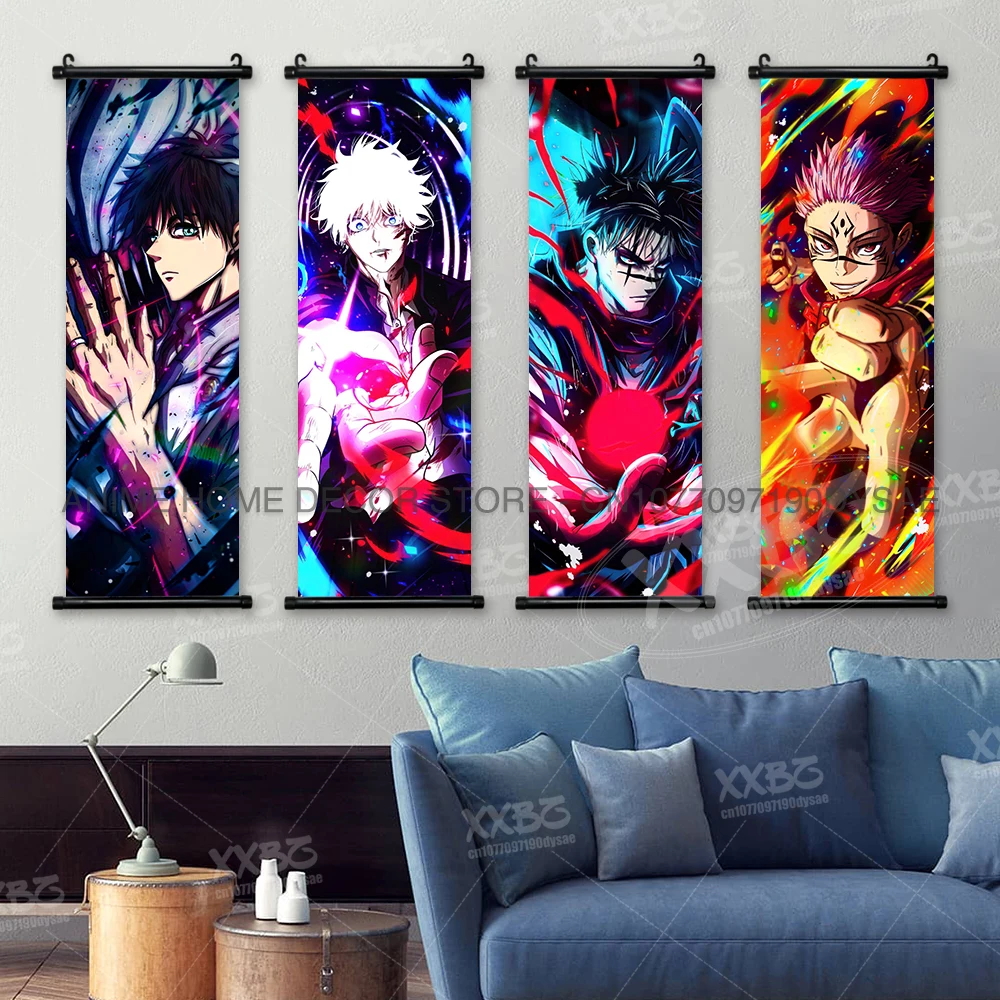 Jujutsu Kaisen Poster Anime Hanging Painting Itadori Yuji Home Decor Fushiguro Megumi Canvas Scroll Picture Gojo Satoru Wall Art