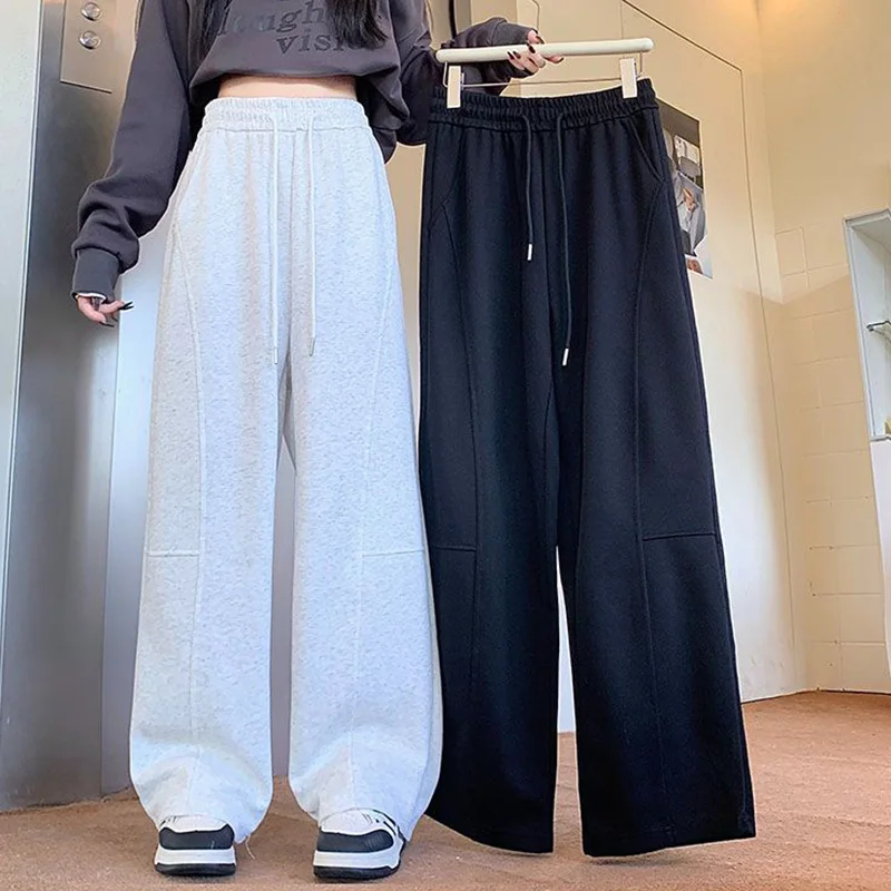 Hot Sale Female Thin High Waist Sweatpants Girls Korean Fashion Long Pants Female Casual Solid Wide Leg Trousers