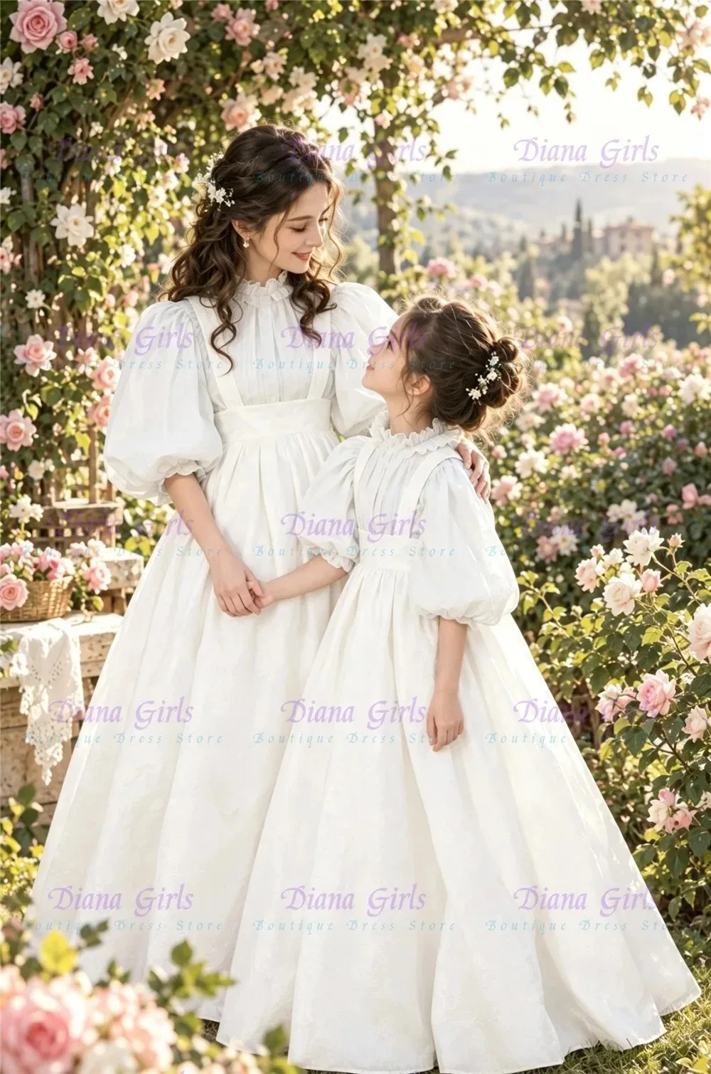 Großhandel Rosa Mädchen-Kleiderset Blumenmädchenkleid Hochwertiges Tüll mit Satin Flauschig für Prinzessin Hochzeit Geburtstag Party Abendkleider – Detail 1