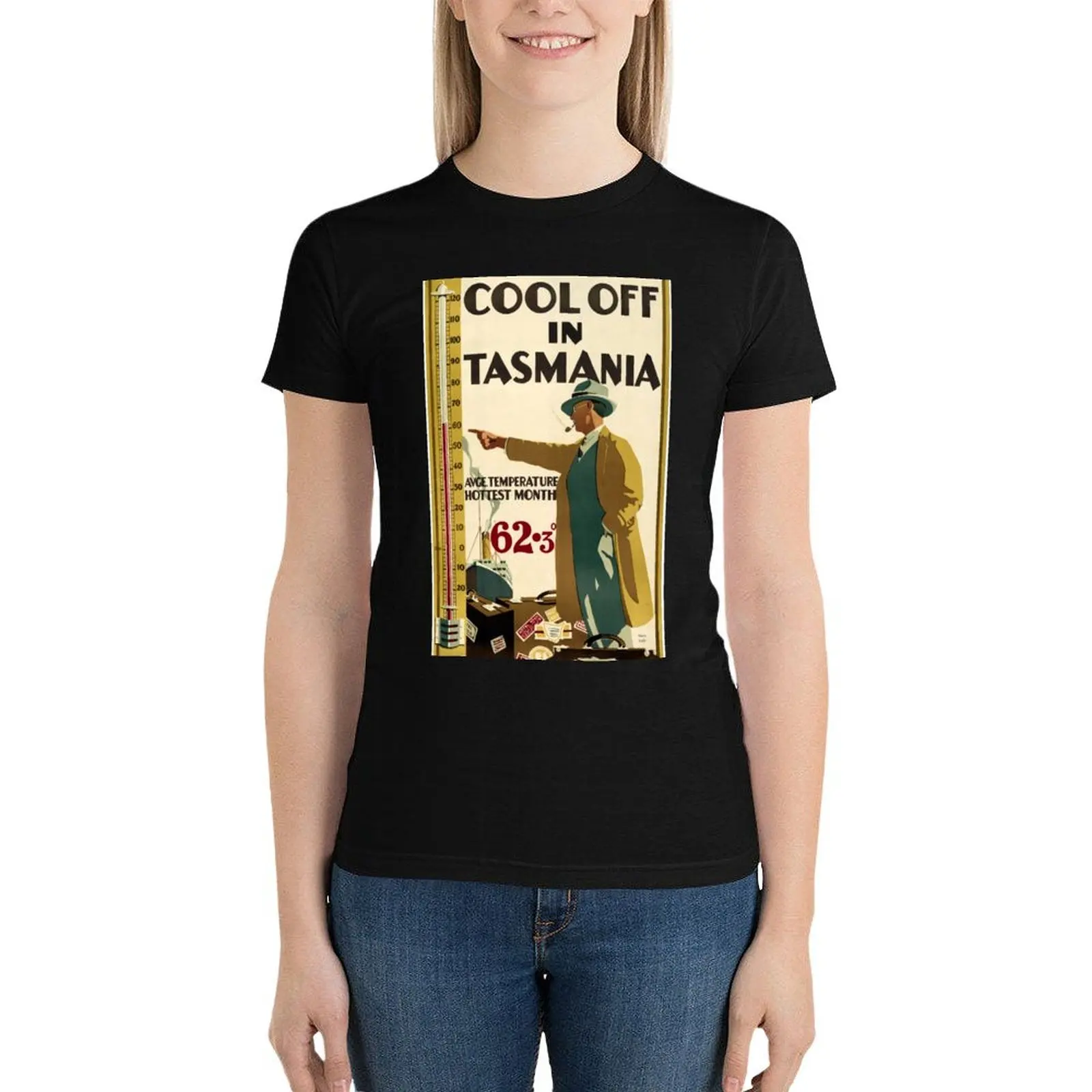 Tasmania Australia Vintage Travel Poster Restored T-Shirt aesthetic clothes cute tops Aesthetic clothing womans clothing