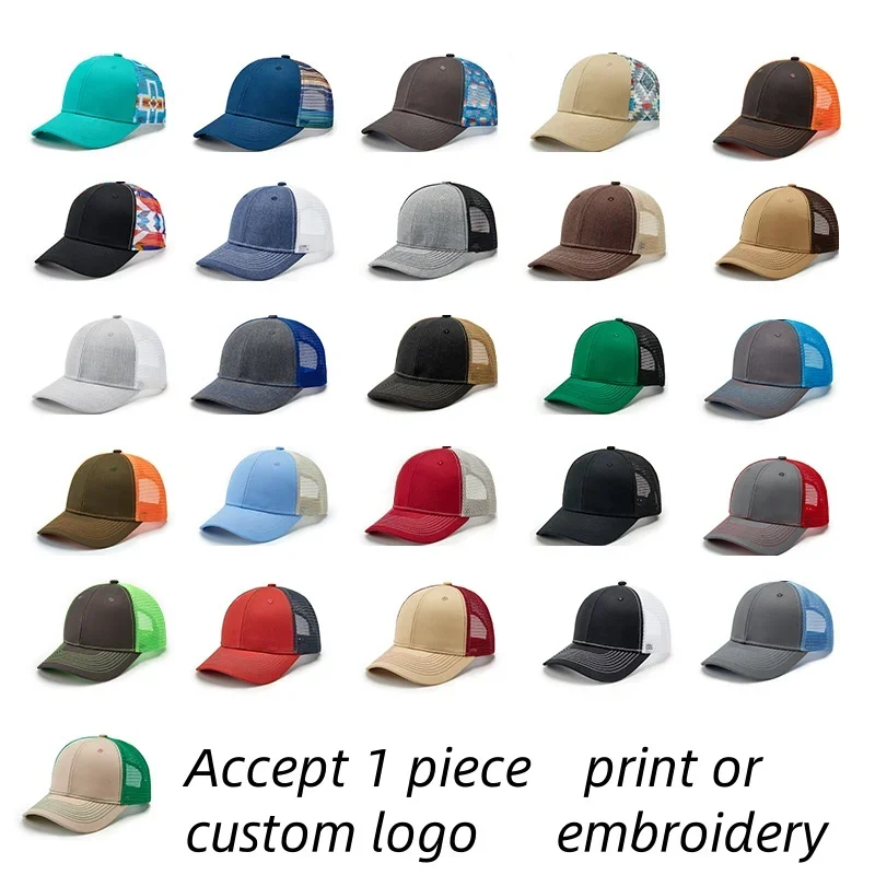 Summer Mesh Fixed Curved Brim Baseball Cap For Men Custom Logo Brand Print Embroidery Travel Outdoor Visor Trucker Hat Women
