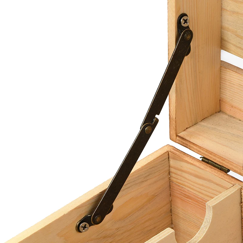 2PCS Antique Bronze Lid Support Hinges Iron Furniture Stay Hinges Decorative Box Cabinet Hardware